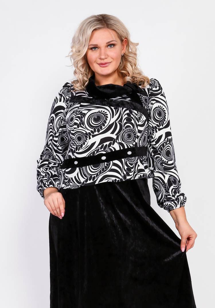 Платье комбинированное с декором из камней шир.  750, рис. 3