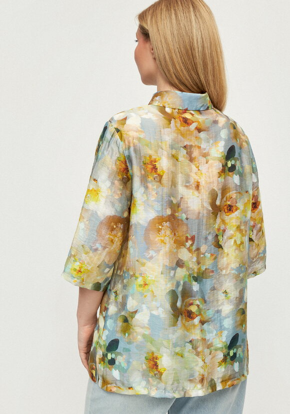 Блуза изо льна Цветочная соната шир.  580, рис. 11
