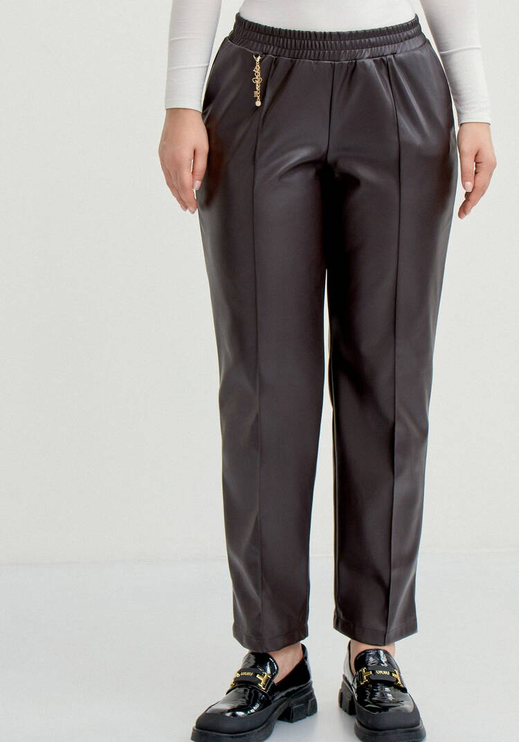 Брюки на резинке по поясу из экокожи шир.  750, рис. 4