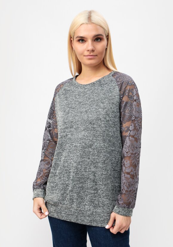 Джемпер с круглым вырезом и ажурными рукавами шир.  580, рис. 1