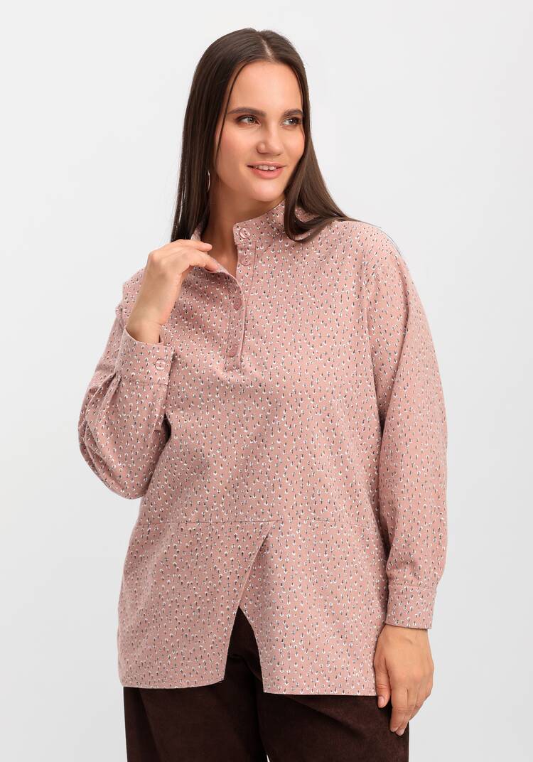 Блуза с воротником-стойкой свободного кроя шир.  750, рис. 16