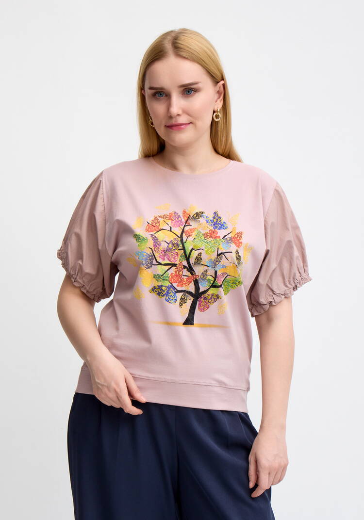 Блуза с ярким принтом и коротким рукавом шир.  750, рис. 13