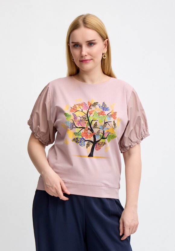 Блуза с ярким принтом и коротким рукавом шир.  580, рис. 13