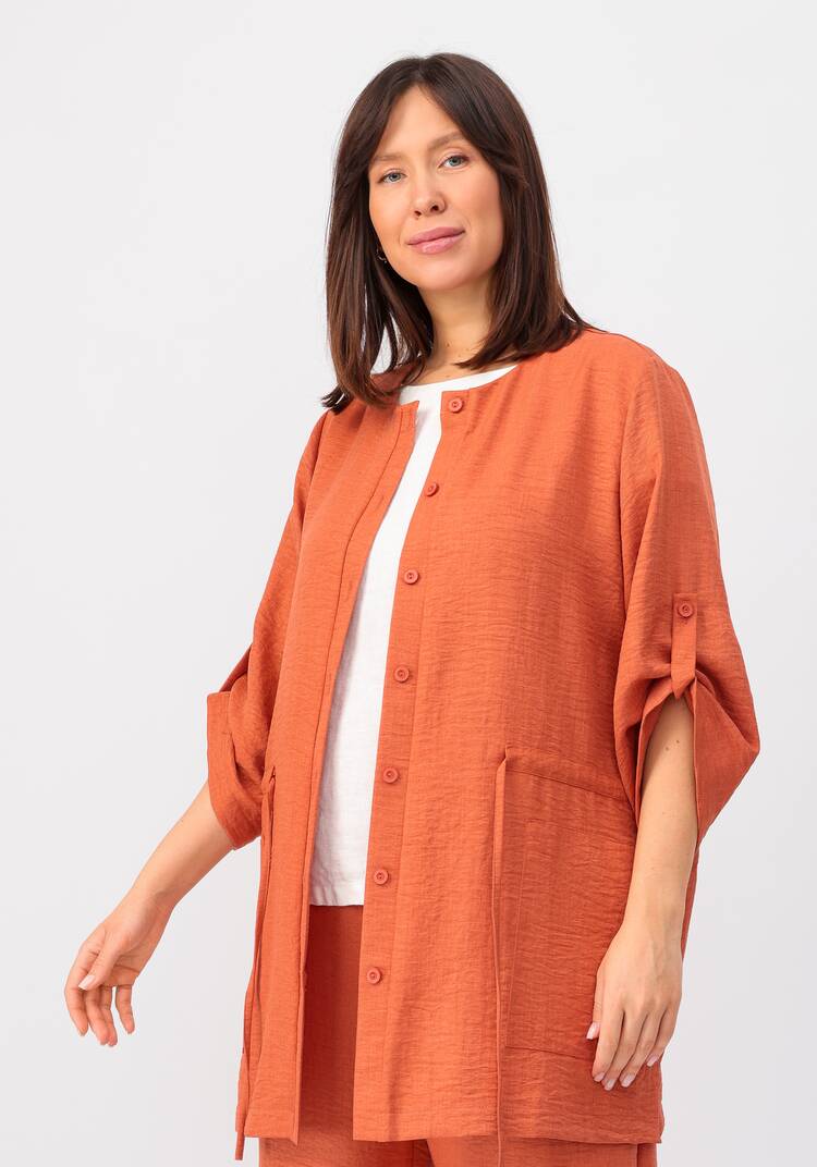 Кардиган на пуговицах с кулиской по талии шир.  750, рис. 38