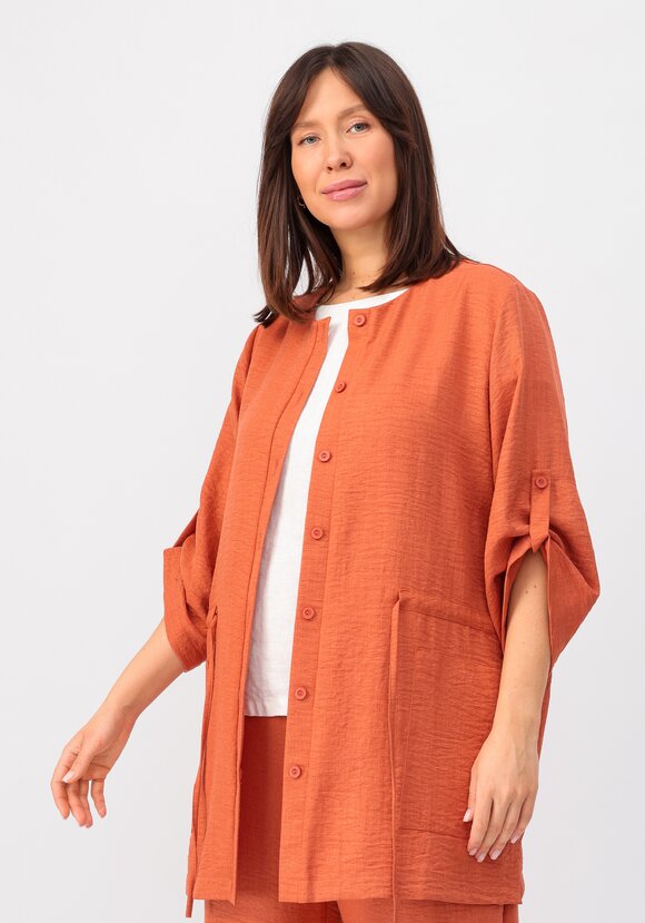 Кардиган на пуговицах с кулиской по талии шир.  580, рис. 38