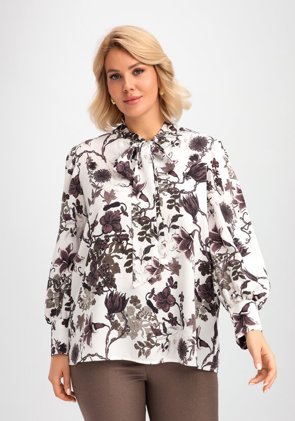 Блуза с бантом на воротнике шир.  580, рис. 1