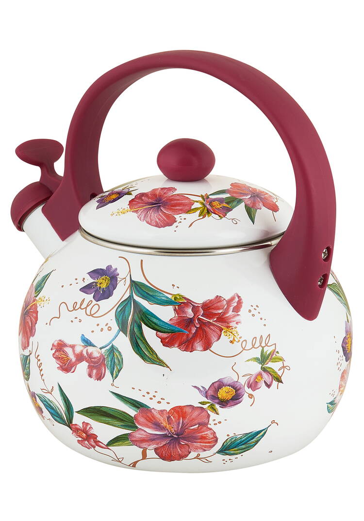 Чайник эмалированный со свистком Цветение шир.  750, рис. 5