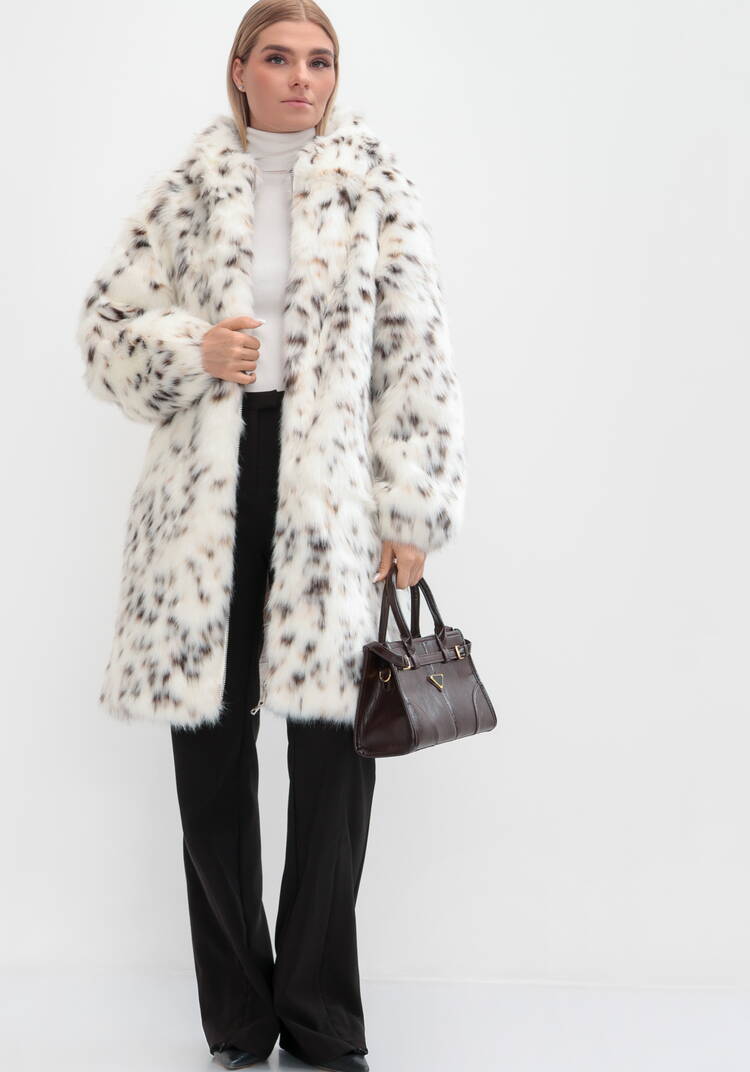 Шуба с принтом под рысь на молнии шир.  750, рис. 1