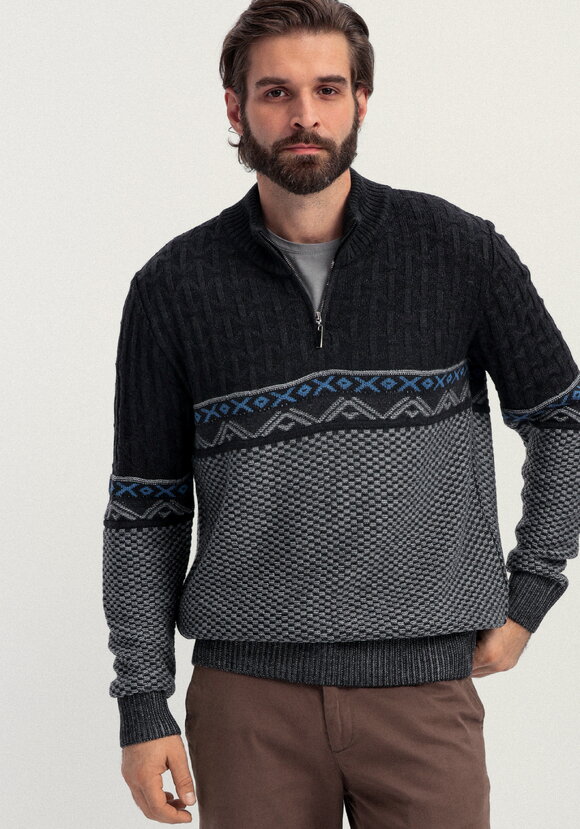 Джемпер с разными типами вязки шир.  580, рис. 14