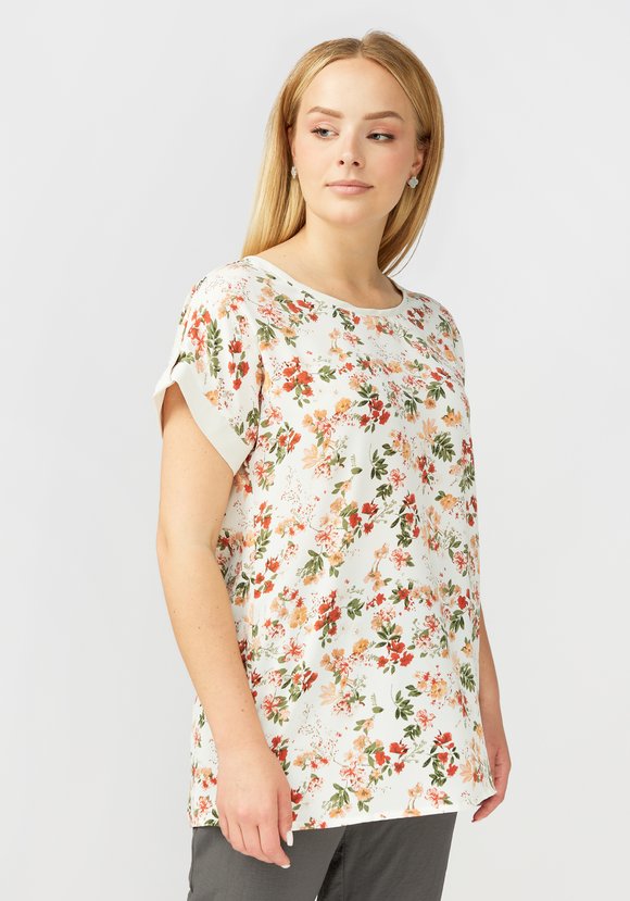 Блуза прямого силуэта с цветочным принтом шир.  580, рис. 22