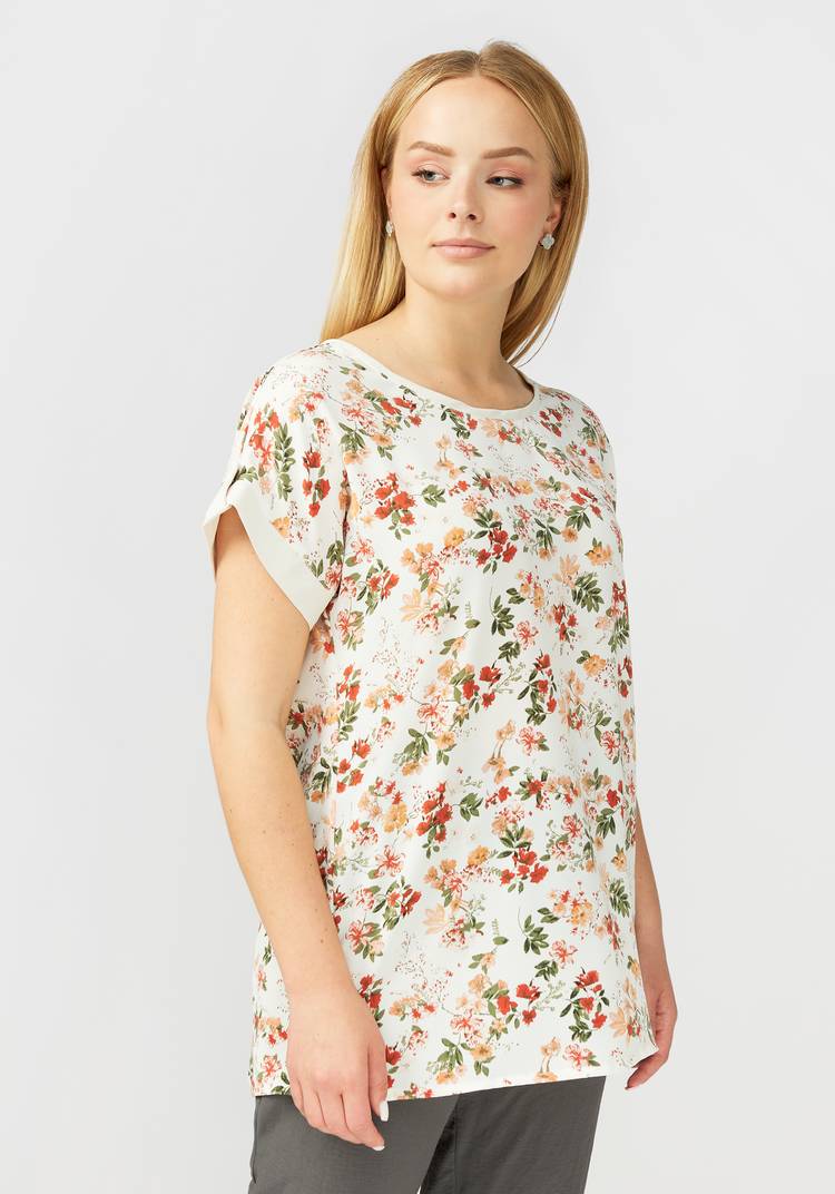 Блуза прямого силуэта с цветочным принтом шир.  750, рис. 22