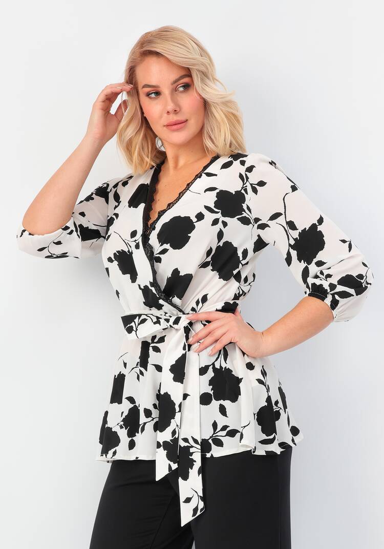 Блуза на запах с кружевом шир.  750, рис. 10