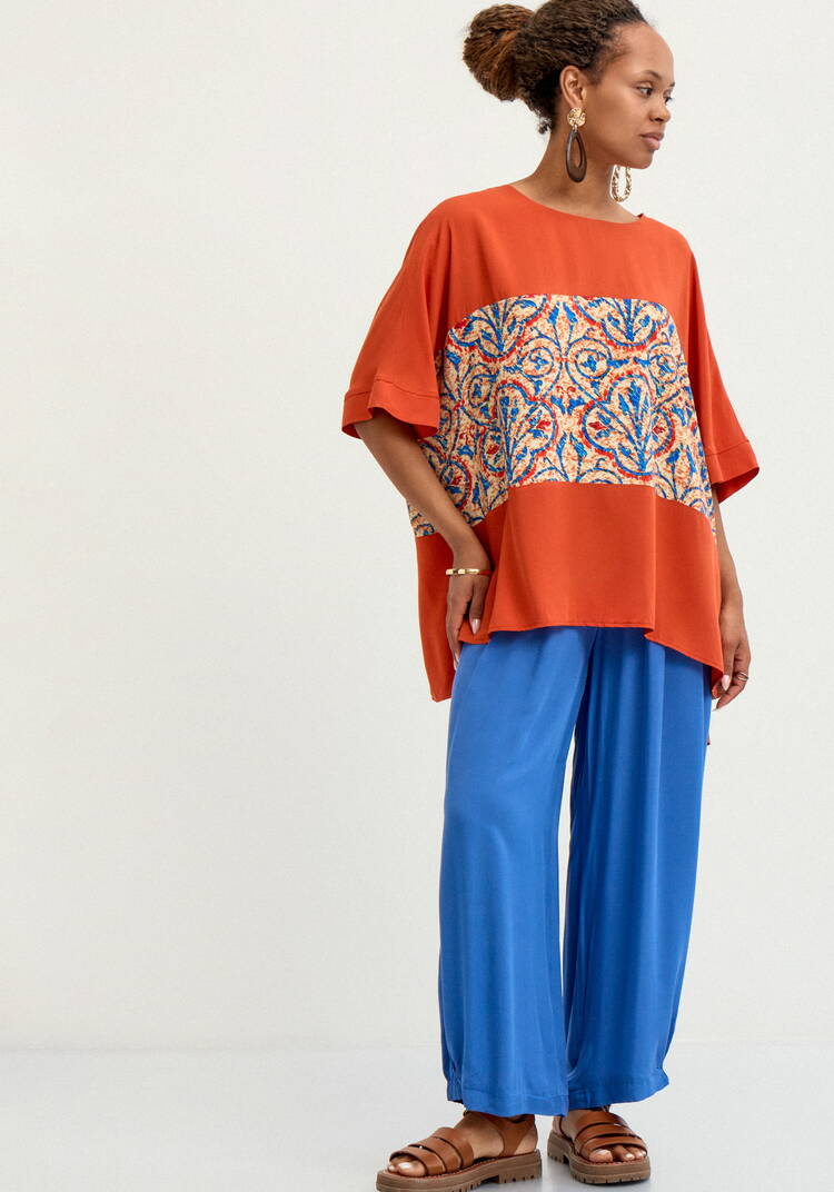 Блуза с принтом из штапеля шир.  750, рис. 18