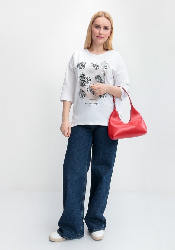 Блуза с принтом Сердца шир.  580, рис. 2