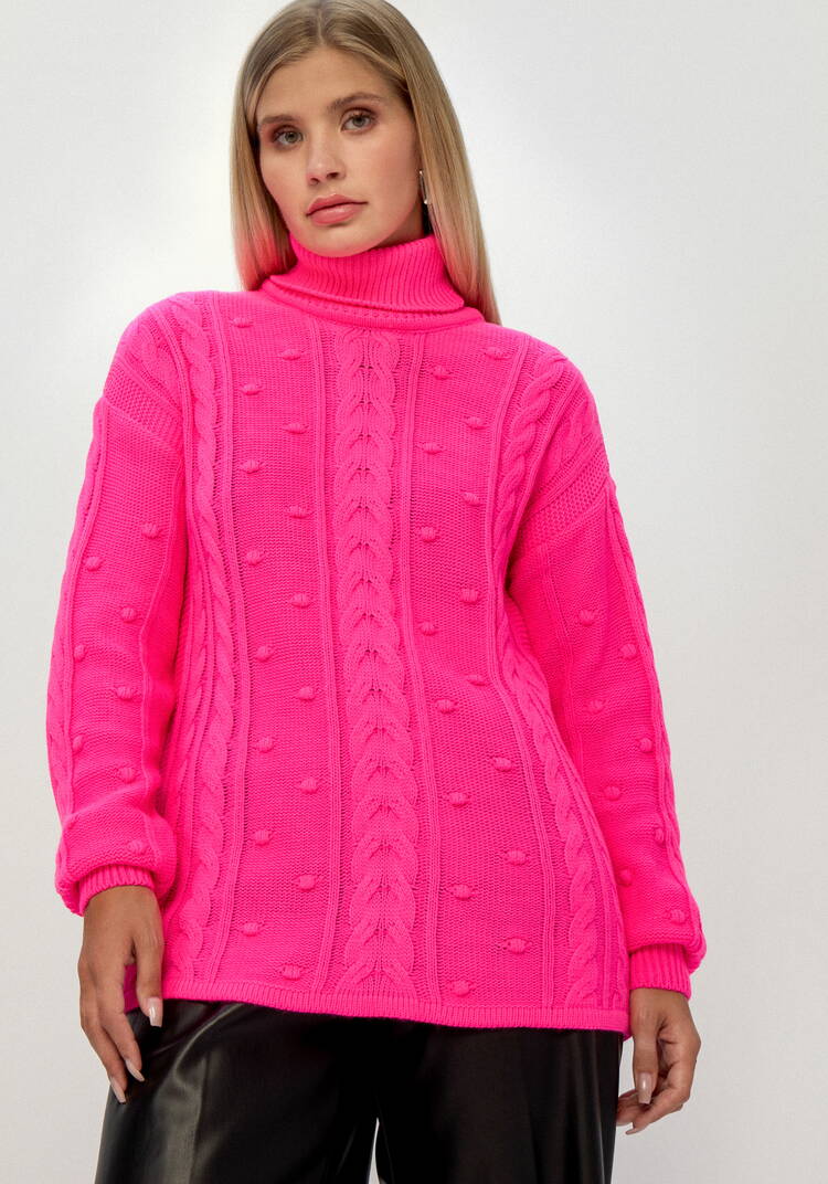 Джемпер с высокой горловиной и косами шир.  750, рис. 41