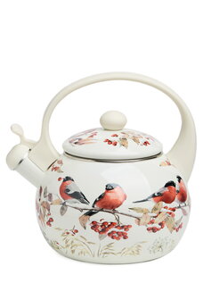 Чайник эмалированный со свистком Снегири