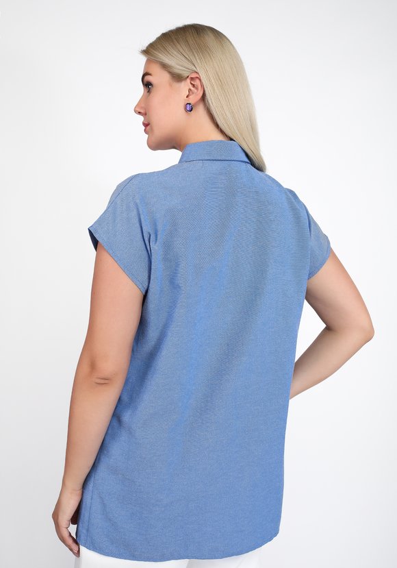 Блуза однотонная на пуговицах А-силуэта шир.  580, рис. 3