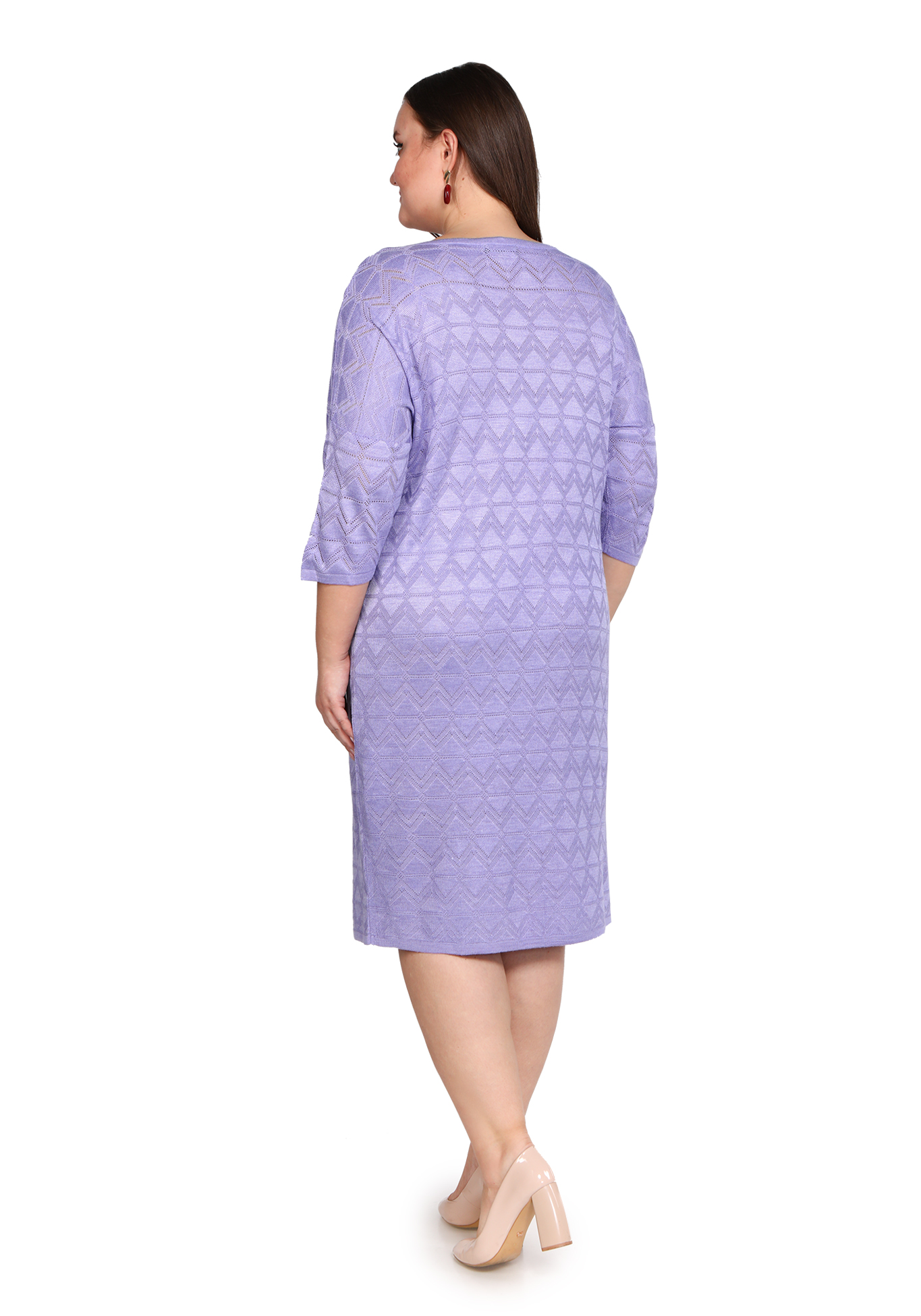 Платье "Ажурные ромбы" Vivawool, размер 54, цвет сиреневый - фото 3
