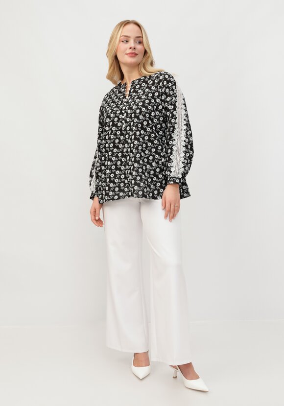 Блуза с вышивкой и кружевом по рукавам шир.  580, рис. 9