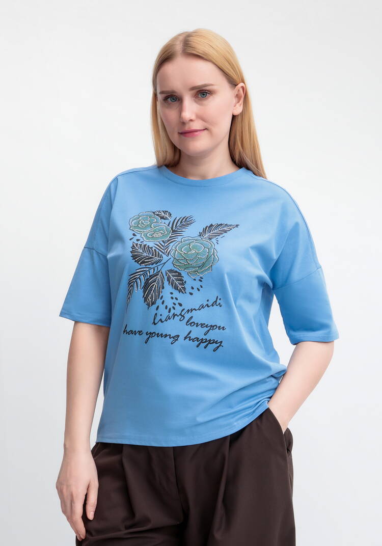 Футболка с принтом Зеленый цветок шир.  750, рис. 31