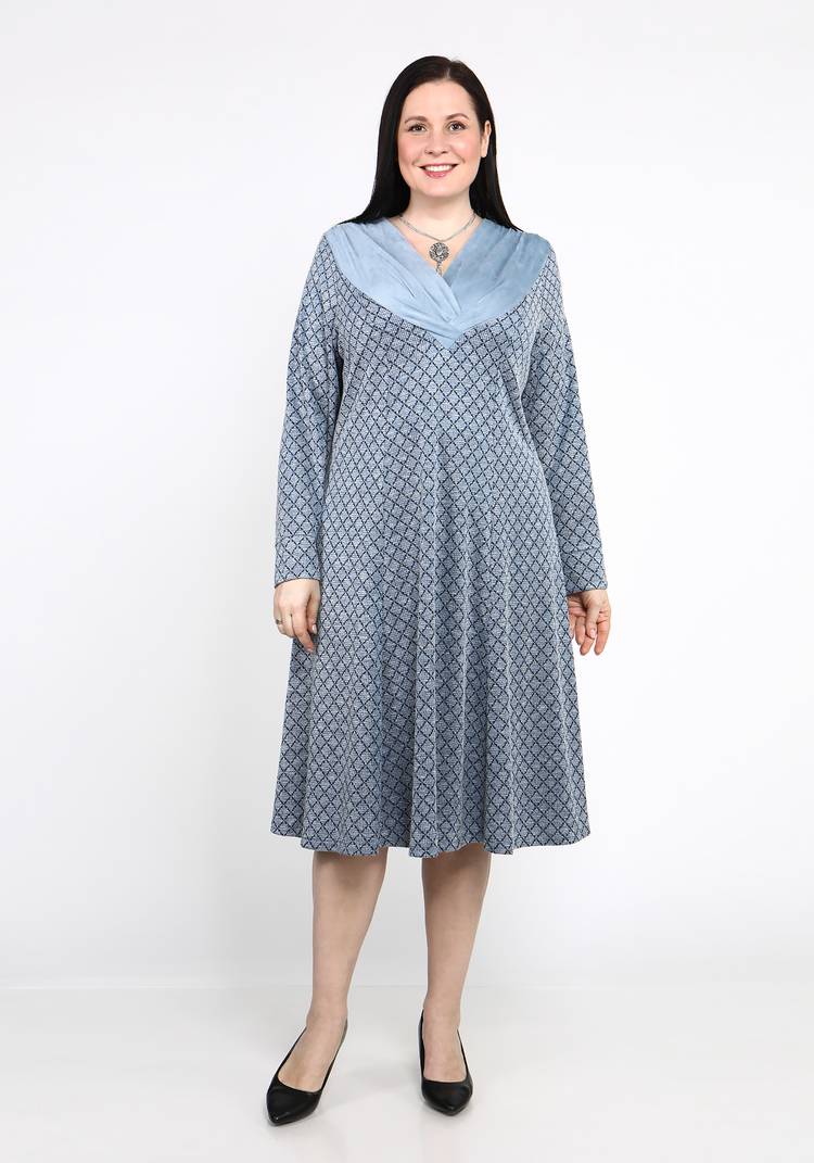 Платье А-силуэта с геометрическим принтом шир.  750, рис. 1