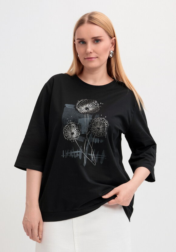 Блуза с длинным рукавом и цветочным рисунком шир.  580, рис. 22