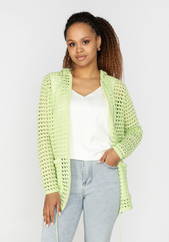 Кардиган вязаный с капюшоном на молнии шир.  580, рис. 21