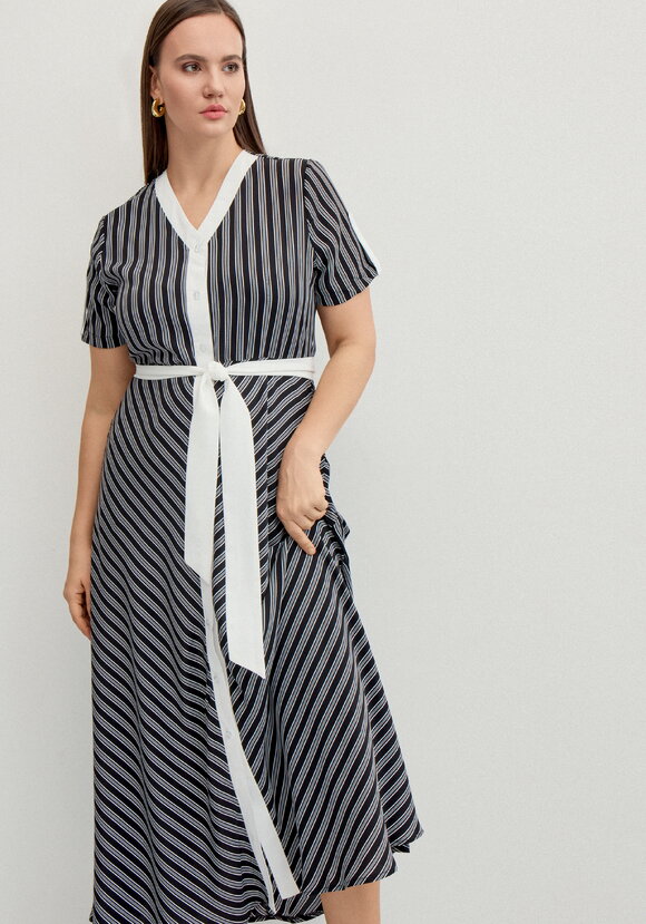 Платье в полоску с контрастной окантовкой шир.  580, рис. 2