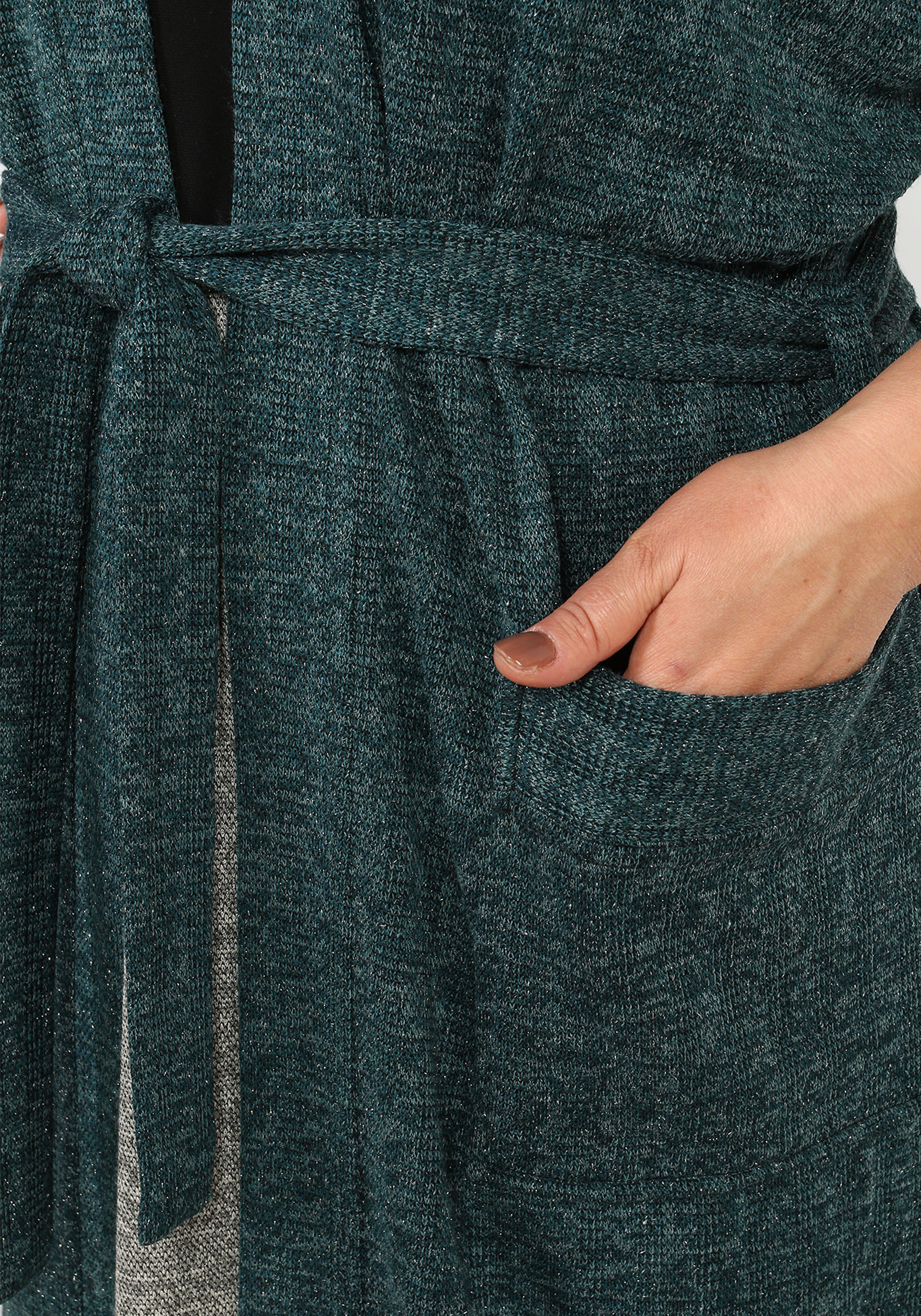 Кардиган с карманами и поясом удлинённый Синель, размер 46, цвет тёмно-серый - фото 10