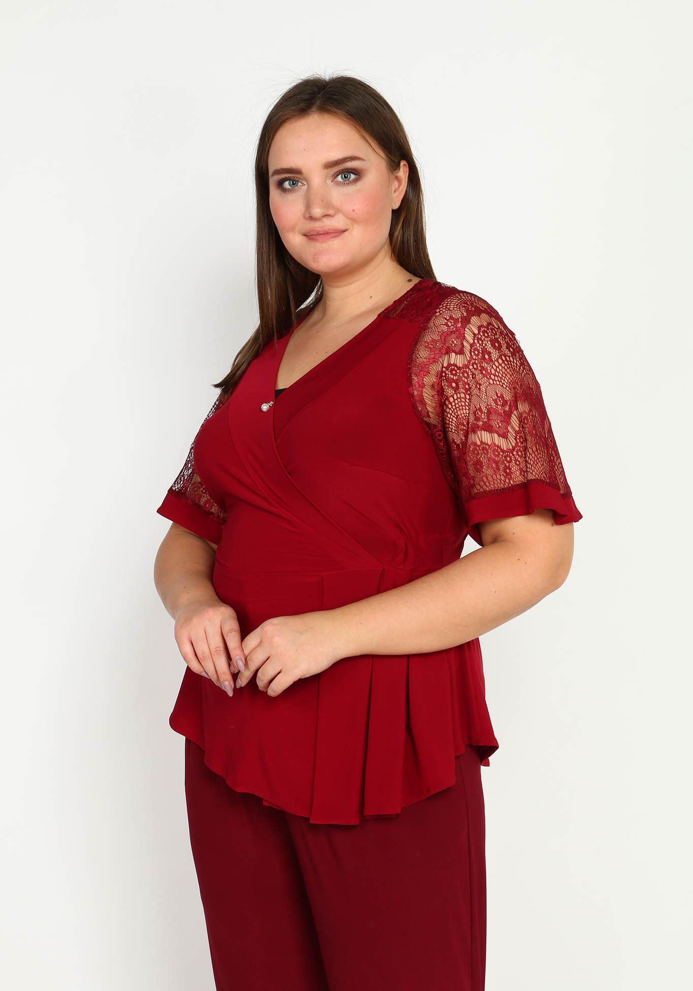 Блуза "Парижский шик" GalaGrosso, размер 50, цвет красный - фото 1