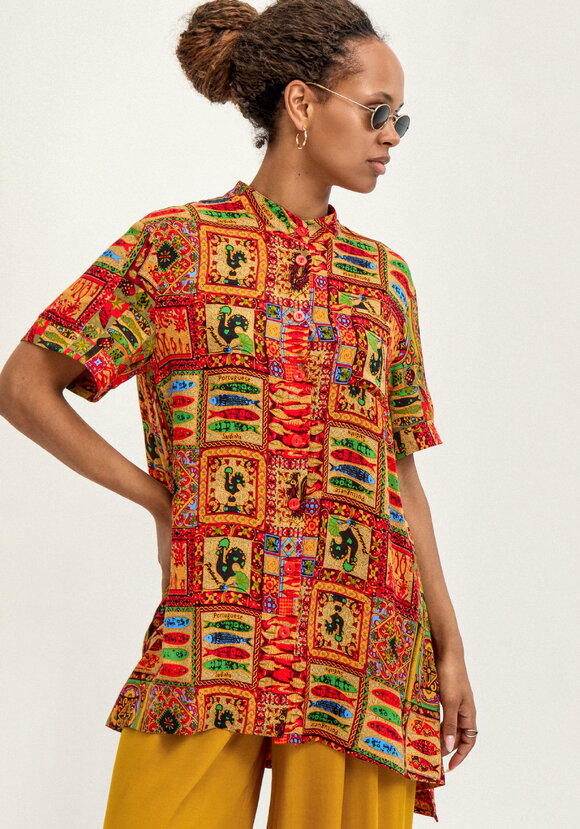 Блуза хлопковая с этническим рисунком шир.  580, рис. 15