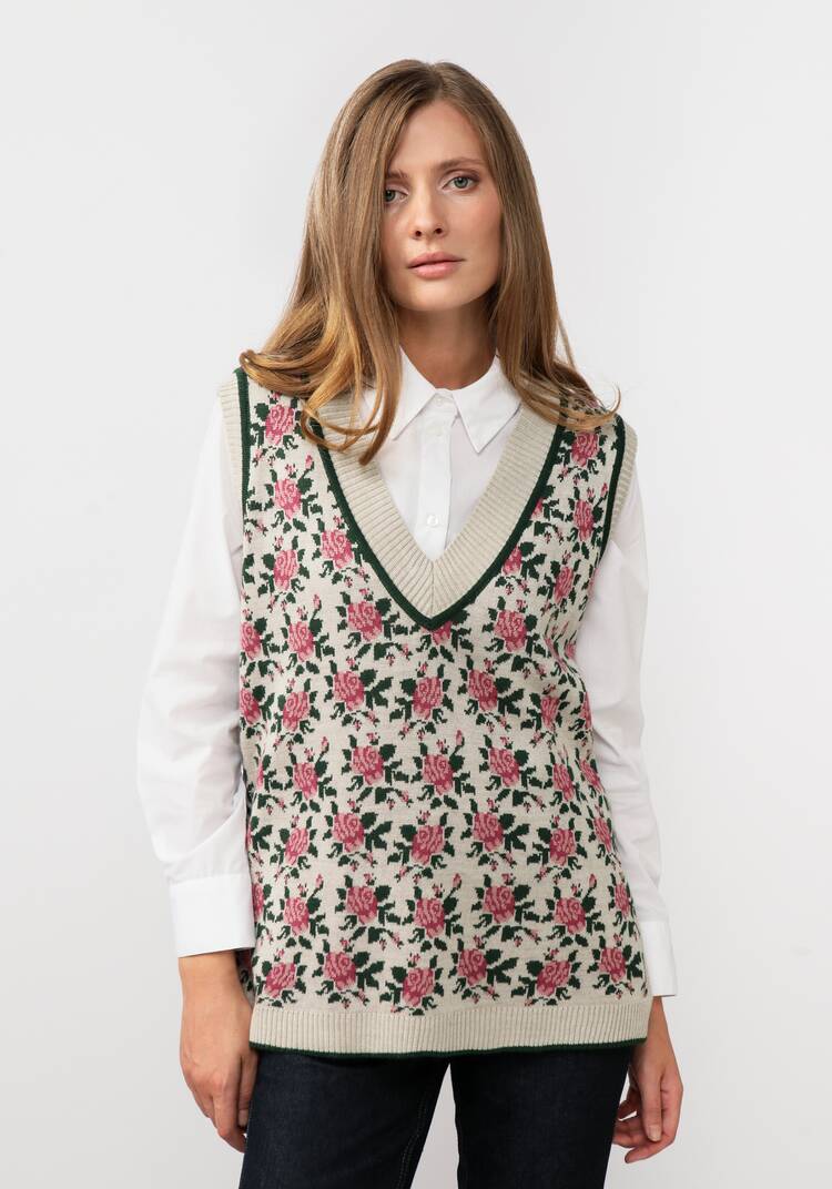 Жилет женский с цветочным рисунком шир.  750, рис. 19