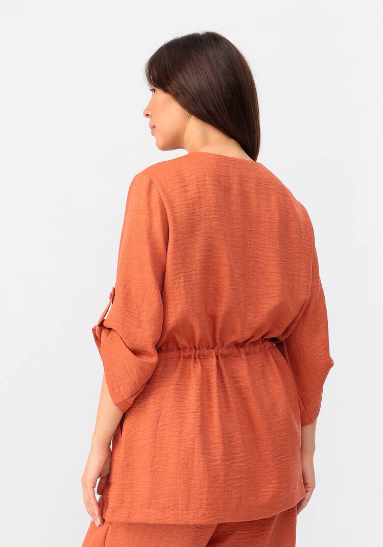 Кардиган на пуговицах с кулиской по талии шир.  750, рис. 31