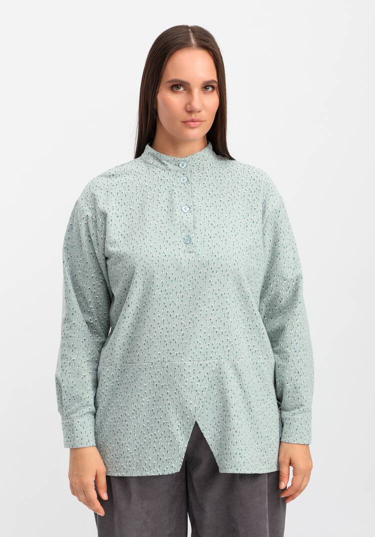 Блуза с воротником-стойкой свободного кроя шир.  750, рис. 4