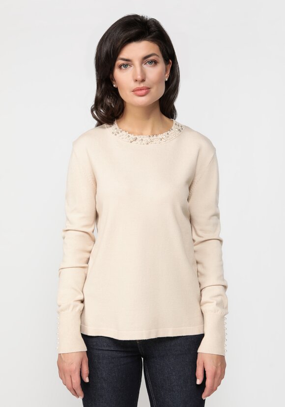 Джемпер с декором из жемчуга по горловине шир.  580, рис. 4