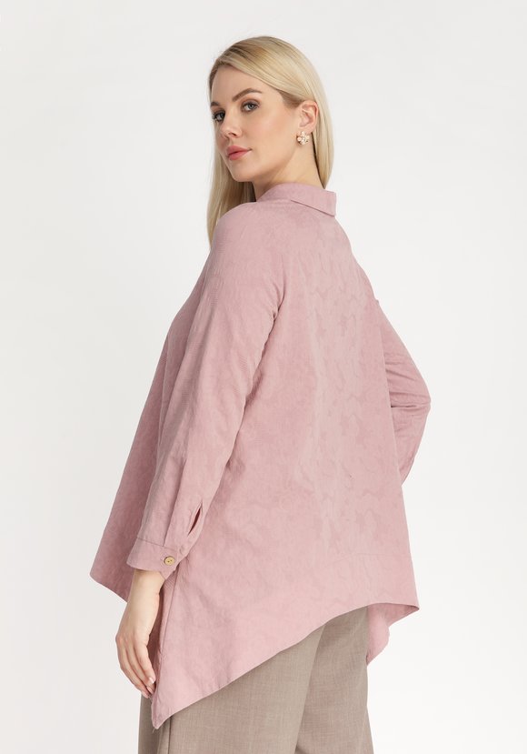 Блуза свободная с длинным рукавом на пуговице шир.  580, рис. 2