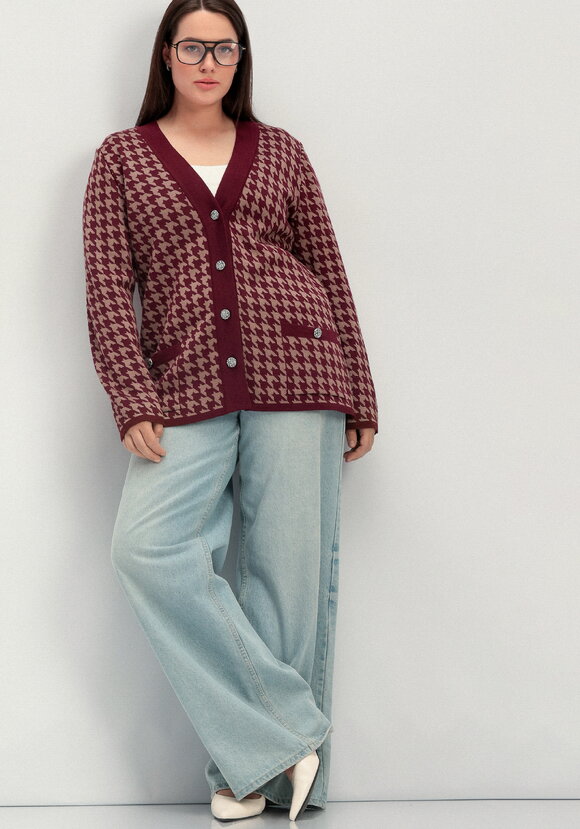 Кардиган с орнаментом гусиная лапка шир.  580, рис. 1