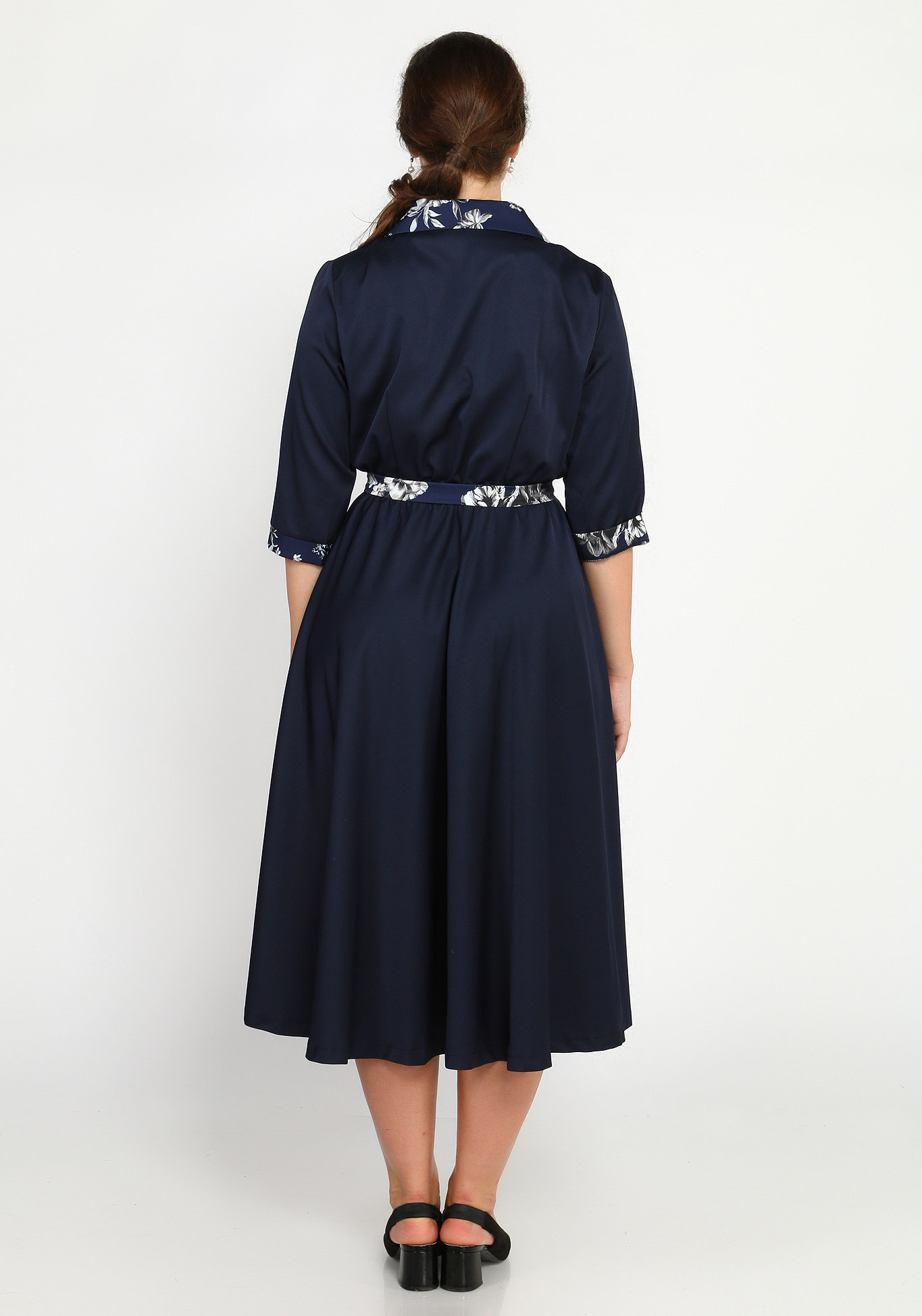Платье с комбинированными деталями Bianka Modeno, размер 48, цвет тёмно-синий - фото 4