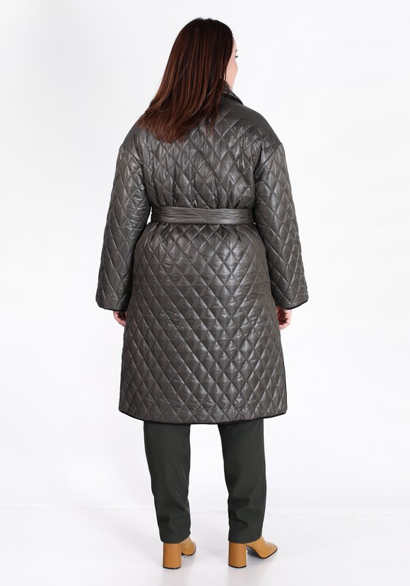 Пальто стеганое свободного кроя с поясом шир.  580, рис. 8