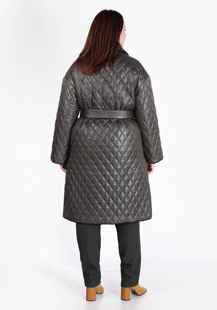 Пальто стеганое свободного кроя с поясом шир.  750, рис. 8