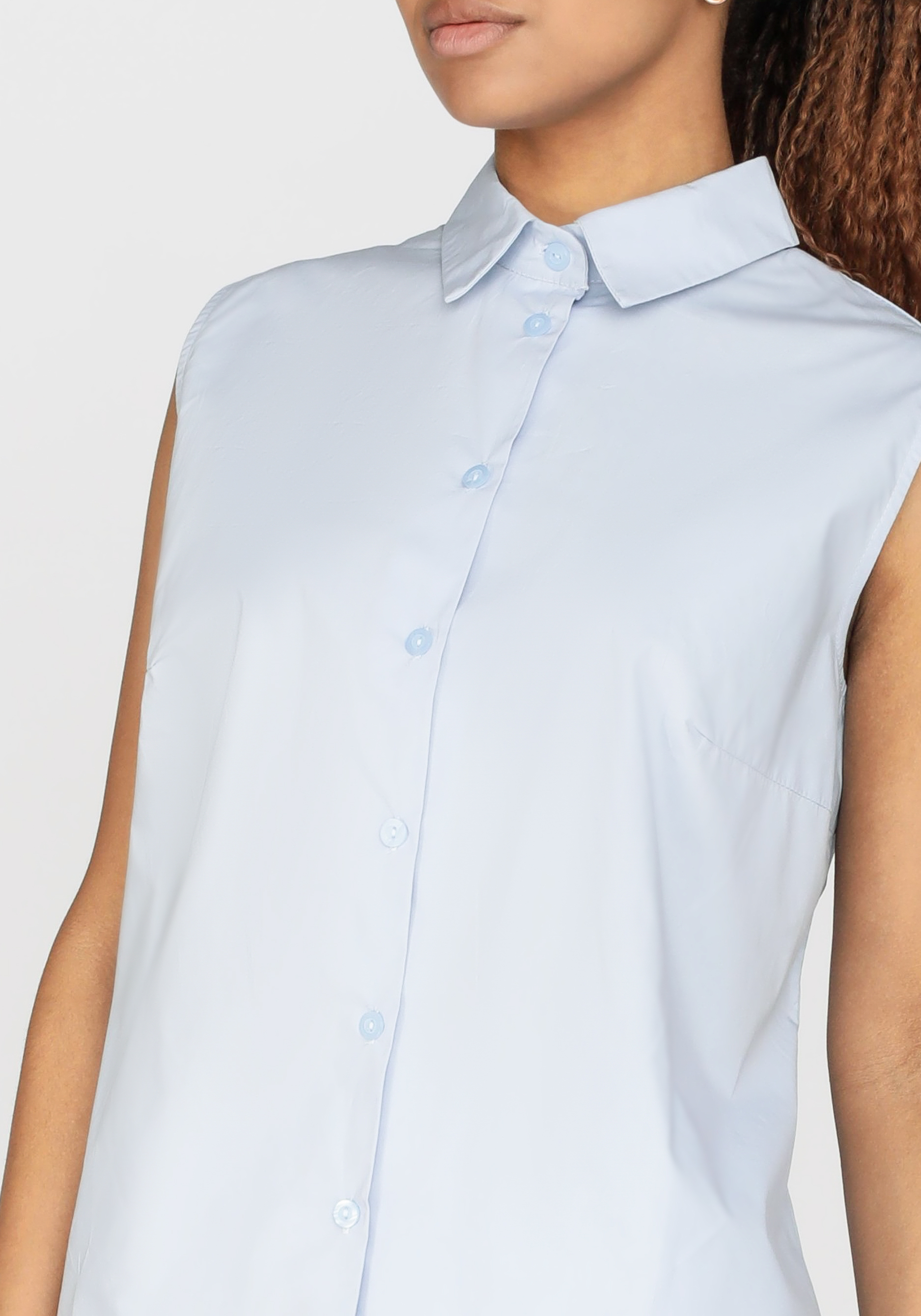 Блуза без рукавов из натуральной ткани Julia Weber, размер 54, цвет голубой - фото 5