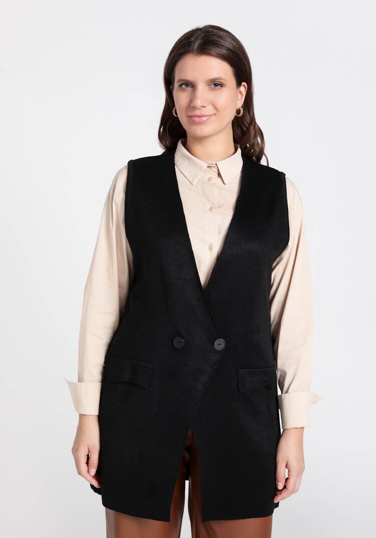 Жилет на пуговицах свободного силуэта шир.  750, рис. 4