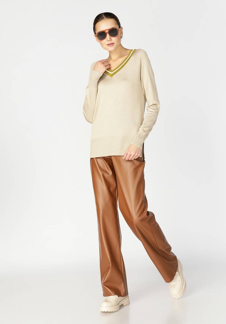 Пуловер женский с контрастной отделкой шир.  750, рис. 8