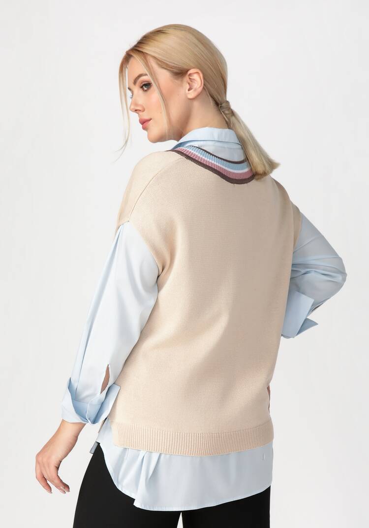 Жилет женский с яркими полосами по V вырезу шир.  750, рис. 13