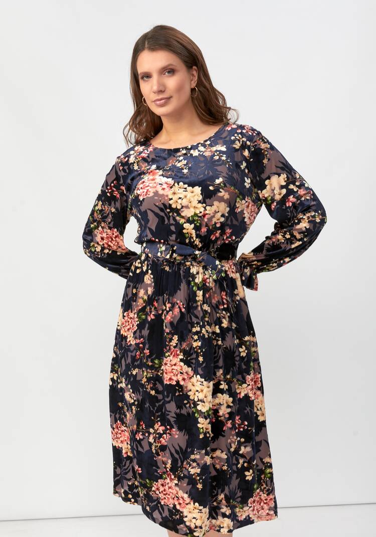 Платье с цветочным принтом из бархата шир.  750, рис. 2