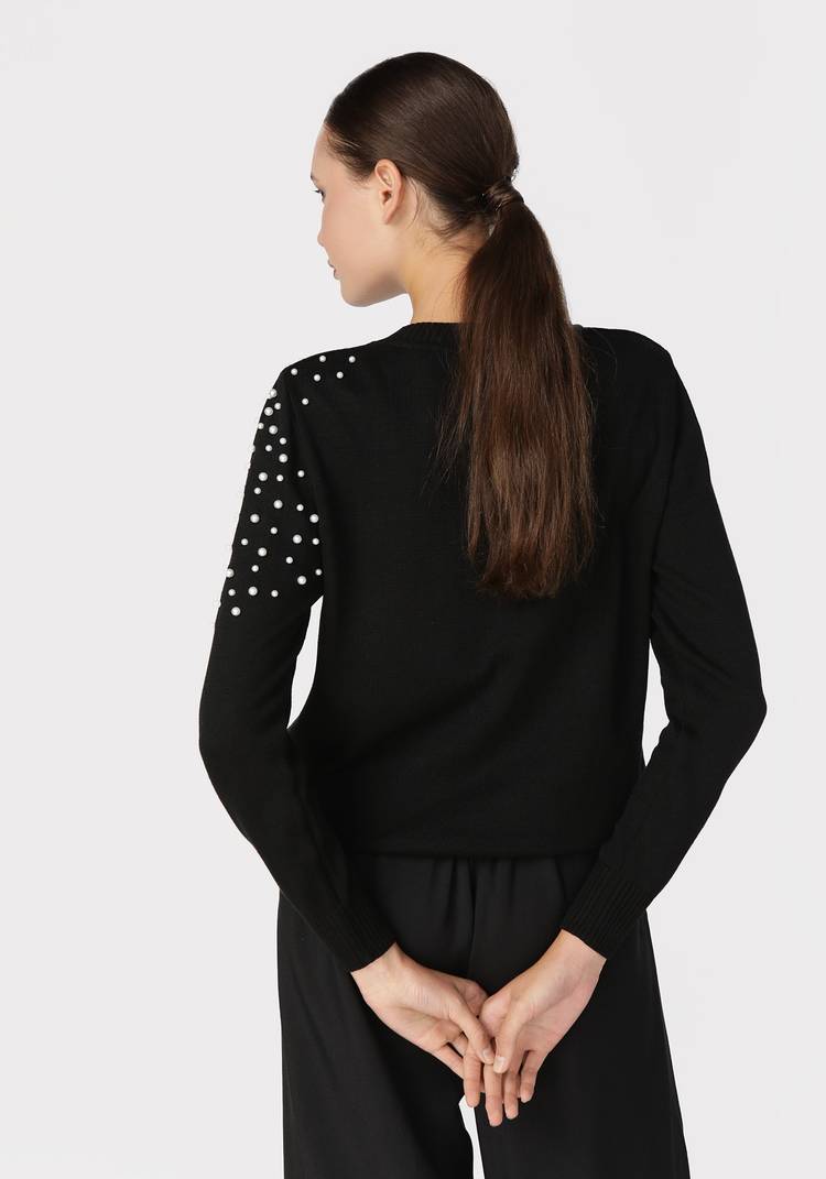 Джемпер с бусинами по плечу и низу изделия шир.  750, рис. 12