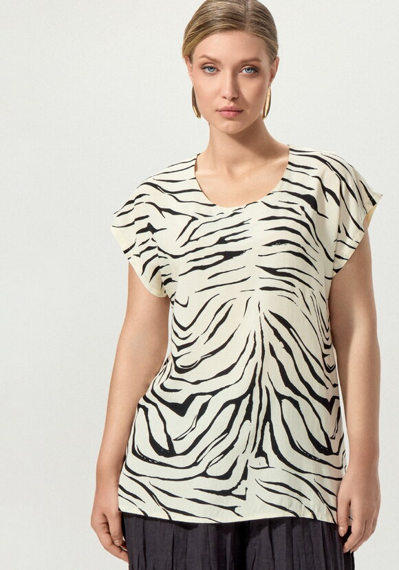 Блуза свободная с полосатым принтом шир.  580, рис. 20