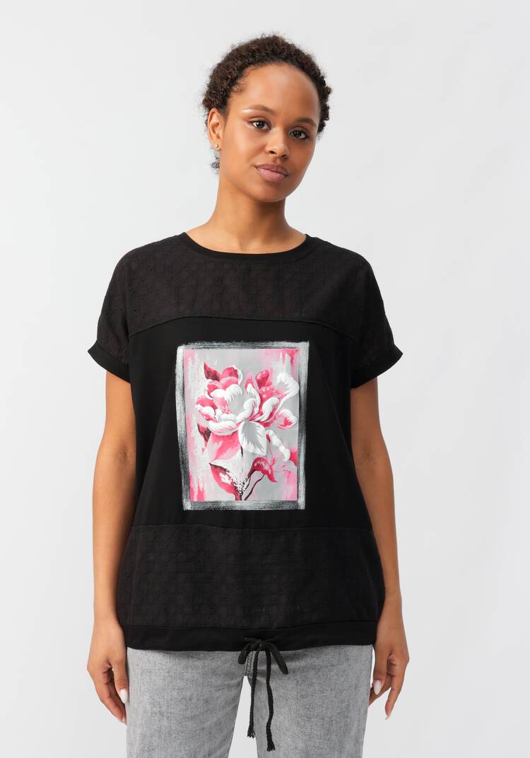 Блуза с принтом и ажурными вставками шир.  750, рис. 24