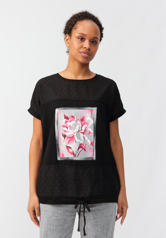 Блуза с принтом и ажурными вставками шир.  580, рис. 24