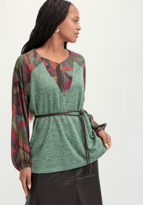 Блуза трикотажная с красочным принтом шир.  580, рис. 7